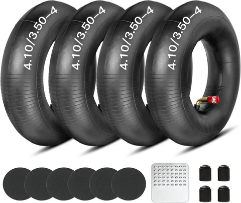 4 Pack 4.10/3.50-4 Inner Tubes With TR87 Bent Valve Stem 10 Inch Heavy Duty Replacement for lawn mowers, go karts, and more