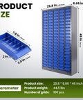 Beefed Up 100 Drawer Grey Parts Cabinet For Nuts Bolts Screws And Nails, Heavy Duty ABS Tool Storage Organizer, Industrial Grade Storage Cabinet For Workshop Garage Office, 25.8 x 8.66 x 46 in