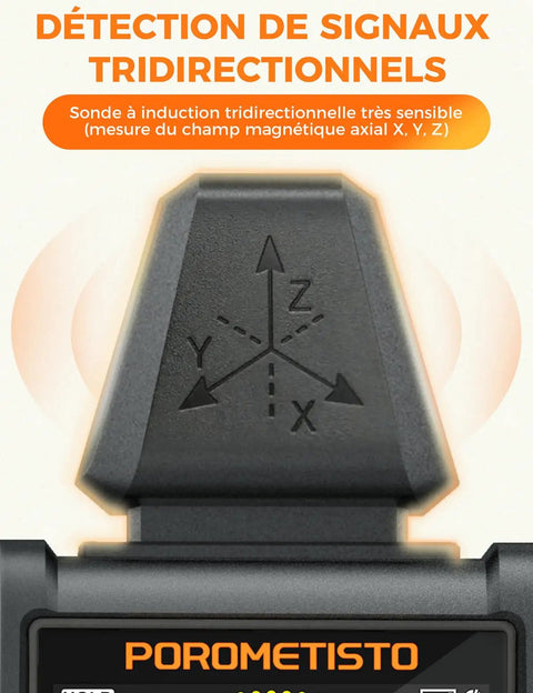 5-In-1 EMF Meter Radiation Detector With Temperature And Humidity, Detects RF EF MF Across 30MHz-8GHz And 40Hz-100kHz, tri-axis probe
