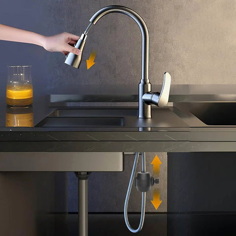 Heavy Duty Gravity Weight Ball For Pull Down Faucet Hose No Sweat Kitchen Sink Sprayer Replacement, shown under kitchen faucet.