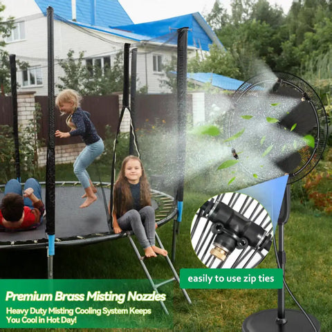 Outdoor Misting Fan Kit Anti Leak System With 19.69Ft Tubing 6 Brass Nozzles 6m Line And 3/4 Inch Adapter Water Sprayer cooling backyard