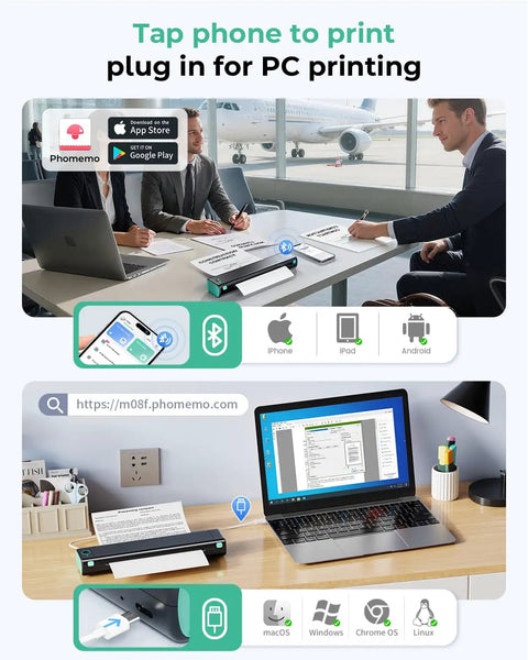 Ultra Portable Bluetooth Thermal Printer For Travel And On The Go Home Use, Inkless Printing On 8.5 By 11 Letter Paper, shown in office setting