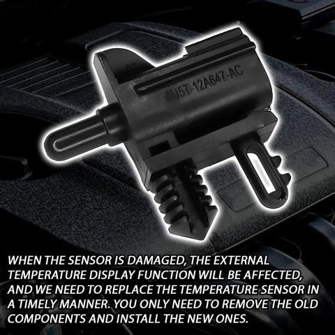 Ambient Car Air Temperature Sensor Replacement That Works With Ford Edge Explorer Lincoln For Outdoor Temperature Readings ABS Material High Sensitivity Rugged Durability AU5Z 12A647 B Compatible on car engine.