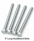 Through-Hole Headboard And Footboard Bolt Kit For Bed Rails - 4 inch hardware bolts for wood or metal frames, side view
