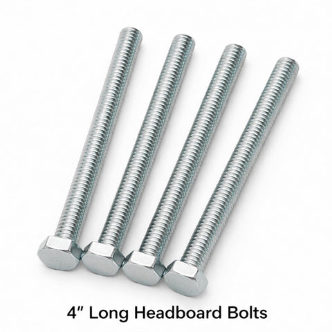 Through-Hole Headboard And Footboard Bolt Kit For Bed Rails - 4 inch hardware bolts for wood or metal frames, side view
