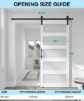 36 Inch By 84 Inch Sliding Glass Barn Door With 6.6 Foot Hardware Kit Included, DIY Assembly, shown installed in a room view