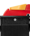 Close-up of Dual Voltage Emergency Stop Paddle Switch 16 Amp with red and yellow safety paddle for machine protection.