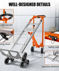 Beefy 4 In 1 Stair Climbing Hand Truck 1000 Lb Capacity Aluminum Foldable Dolly Utility Cart Heavy Duty Convertible With Upright Stair Climber 45 Degree Tilt Platform Cart And U Shaped Extension Solid Rubber Tri Wheels with non-slip handle and safety latch