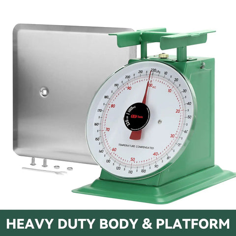Heavy Duty Mechanical Kitchen And Food Scale With Stainless Steel Platform, Analog Produce Scale For Farmers Market, 220lbs Capacity