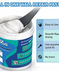 Image of All In One Drywall Repair Kit With Two 8.5 Oz Spackle Jars showing paste and scraper. Features list included.