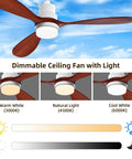 52 Inch Ceiling Fan With Lights Remote Control Quiet Reversible DC Motor Outdoor Patio Fan with dimmable settings