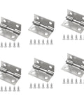 6-pack 1-inch stainless steel butt hinges with mounting screws for cabinets, boxes, drawers