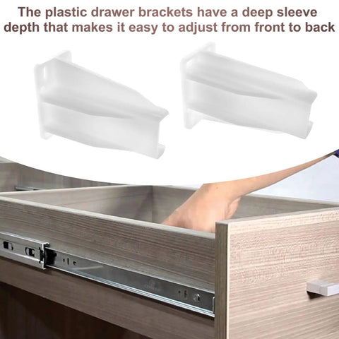 Heavy Duty White Drawer Track Back Plate Kit With Mounting Screws Replaces Side Mounted Ball Bearing Slides Kitchen Cabinet Hardware easy adjustment with deep sleeve depth