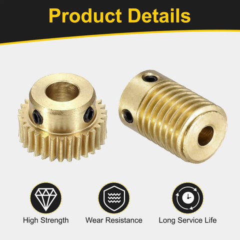 Brass Worm Gear Set 0 5 Module 1 To 30 Reduction Right Rotation Drive Gear Box Wheel 30 Tooth Gear With 6mm Bore And 4mm Rod Bore For DIY