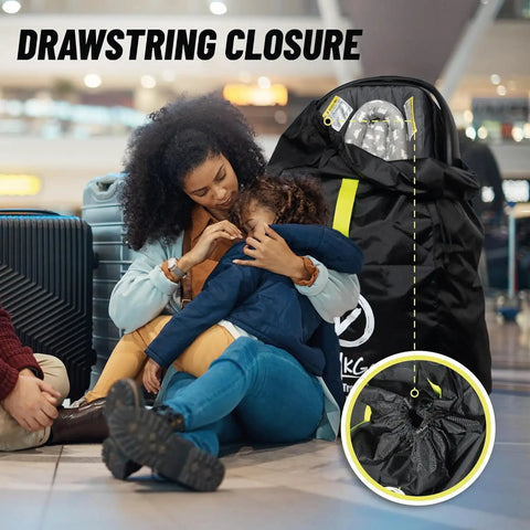 Car Seat Travel Bag For Airplane With Dual Carrying Straps Gate Check Ready Durable Car Seat Cover Drawstring Detail