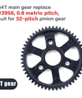54T Hardened Steel Spur Main Gear For 1 Tenth Scale Traxxas Slash Stampede Rustler E-Revo 2WD 4x4 Jato Hoss Bandit 3956 Replaces Zero Point Eight Mod Pitch Compatible With Thirty Two Pitch Pinions