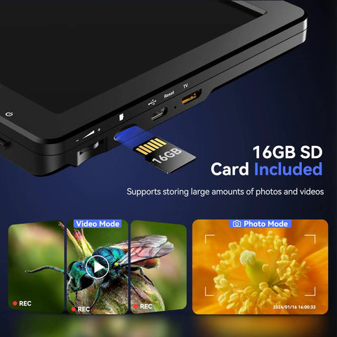 20MP Digital Microscope With 10 Point One Inch HD IPS Screen Go To Gear For Coins Stamps Jewelry And DIY Repairs LCD Soldering Microscope For Adults 10 LED Lights PC And TV Compatible 16GB, 16GB SD card slot