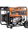 Dual Fuel Portable Generator 7500 Watts With Wheels Gas Or Propane Power 50A RV Ready CO Sensor on sturdy frame
