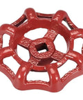 No Fuss Cast Iron Faucet Handle With Bold Red Wheel Grip, 43mm OD, suitable for garden valve repair, rust-resistant.