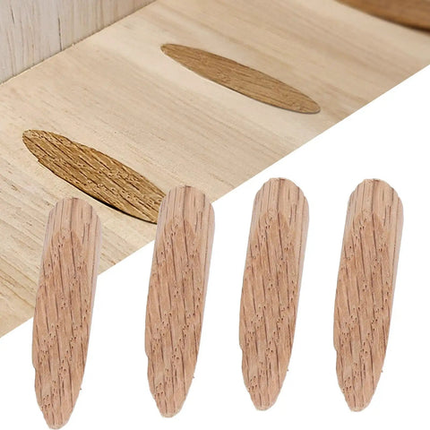 Hella Sturdy Oak Wood Plug Set For Screw Holes Odorless Reusable Pocket Hole Inserts With Sandable Finish No Fuss Diy Wood Filler Plugs Bulk Pack Of Fifty displayed on wood surface.