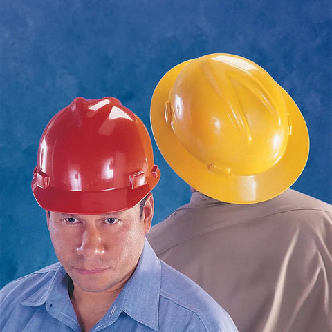 Full Brim Safety Hard Hat With Fas Trac III Ratchet Suspension, Durable Poly Shell, Hi Viz Yellow Green, Superior Impact Protection