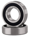 2 Pack 6002-2RS Rubber Seal Bearings 15x32x9mm deep groove ball bearings, close-up view showing rubber seals and pre-lubrication