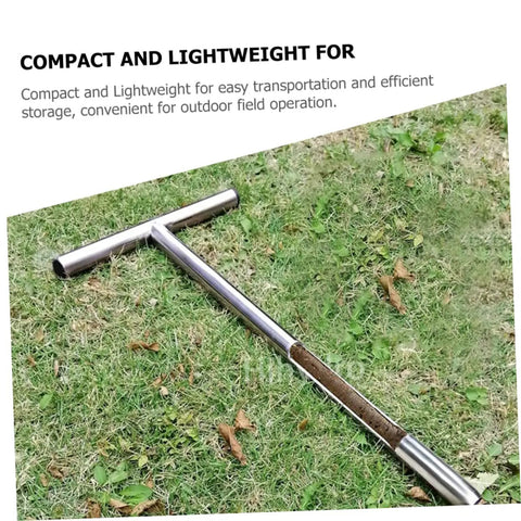 Stainless Steel Soil Sampler Probe With T Handle For Easy Soil Testing In Gardens Lawns And Farms placed on grass