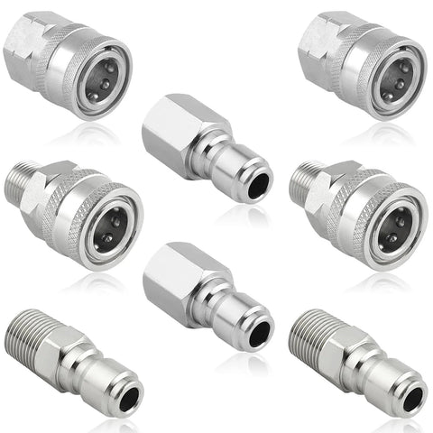 Wayona 8-piece stainless steel pressure washer quick-connect fittings set, 3/8 in connectors for power washers