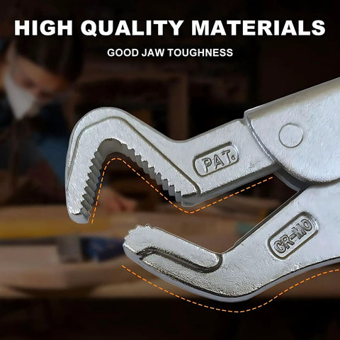 Close-up of 9 Inch Locking Vise Grip Plier with Nose Jaw for Sway Bar Link Removal Welding and Pipe Clip Repair