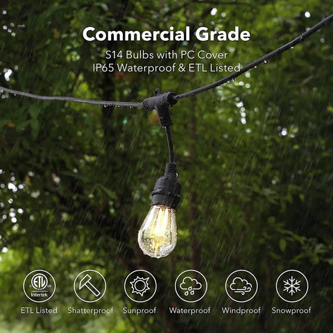 Smart Outdoor String Lights 96ft With 30 LED Bulbs Dimmable Shatterproof 2.4GHz WiFi Bluetooth App Control Works With Alexa And Google Assistant IP65 Waterproof Extendable Patio Lighting For Backyard Vibes