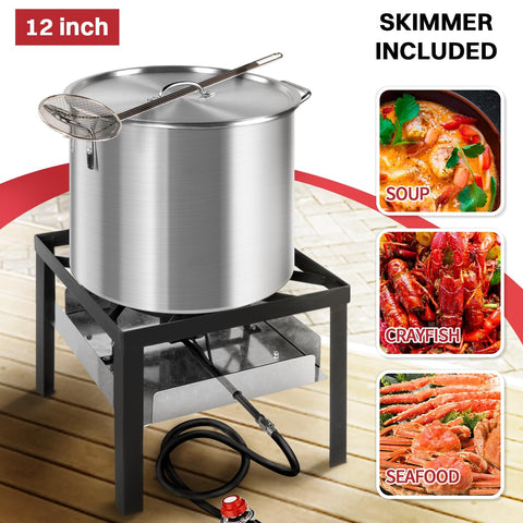 60 Quart Crawfish Boiler Outdoor Seafood Boil Kit With Dustproof Cover And 12 Inch Skimmer Included 110000 BTU Propane Jet Burner