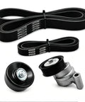 Drive Serpentine Belt Tensioner Pulley Assembly Kit Replaces 39083 For Chevy Trucks Cars, shown with EPDM belts and idler pulleys