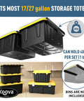 Overhead Garage Storage Rack For Two Bins With Adjustable Width And 80 Pound Capacity DIY Safe Ceiling Mount Easy Install