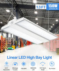 Adjustable Wattage LED High Bay Light 150W 120W 90W, 1.3Ft Linear Hanging Warehouse Lamp in a storage space