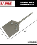 Rugged 4 Inch SDS Plus Floor Scraper Tool For Removing Thinset And Adhesives Fits SDS Plus Rotary Hammers 4 Inch Wide Blade