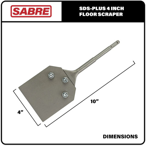 Rugged 4 Inch SDS Plus Floor Scraper Tool For Removing Thinset And Adhesives Fits SDS Plus Rotary Hammers 4 Inch Wide Blade