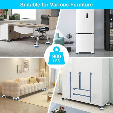 Furniture Movers With 360 Degree Swivel Wheels And Anti Slip Groove Base For smooth glide moves under desks, refrigerators, sofas, and cabinets.