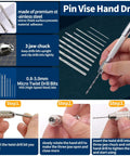 Pin vise hand drill details with user steps and drill bits, part of 40 Piece Model Tools Kit For Gundam Building And Repair.