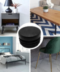 12 Pcs Round Plastic Hole Plugs 25mm Black End Caps For Tubing shown in use on furniture legs, ideal for table and chair protection.