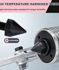 Heavy Duty Hydraulic Gear Puller And Bearing Separator With Adjustable Three Jaw Hub Remover For Flanges Motors Gears Auto Repair Shop Work 30 Ton 66000 LB Capacity Built Like A Tank For Grease Monkeys showing removable hardened thimble with metallic body.