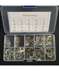 Stainless Steel E Clip Washer Set 200 Pieces In Sizes 1.5Mm 2Mm 2.5Mm 3Mm 4Mm 5Mm 6Mm 7Mm 8Mm 9Mm 10Mm with case compartments