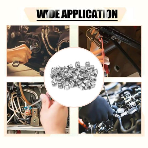 50Pcs Wire Thread Insert Kit 304 Stainless Steel NPT UNC Threads 1/4-20 Coiled Helical Sleeves with screws in automotive repair use
