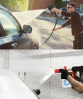 Person using Foam Cannon For Pressure Washer Gun Kit With 1 Quarter Inch Quick Connect, 5 Nozzle Tips, 3 Eighths Inch Swivel Connector.