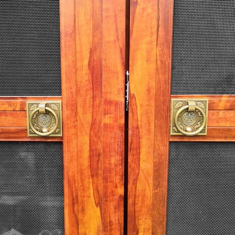 Chinese Style Antique Brass Ring Pull Handle Set For Cabinets And Wardrobes 60mm Square Brass Hardware with classic design.