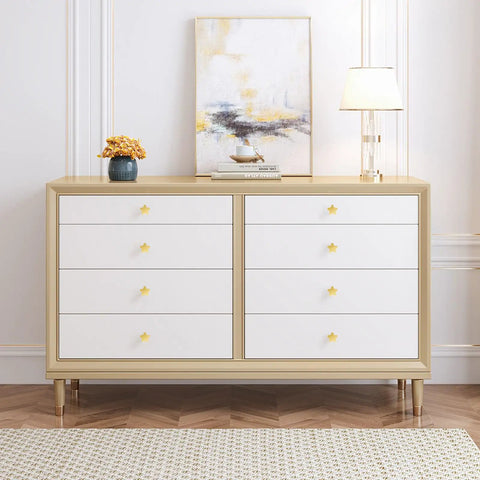 White dresser with Two Pack Dope Brass Star Cabinet Knobs Antique Solid Brass Drawer Pulls Brushed Gold Finish 1.32 Inch Diameter