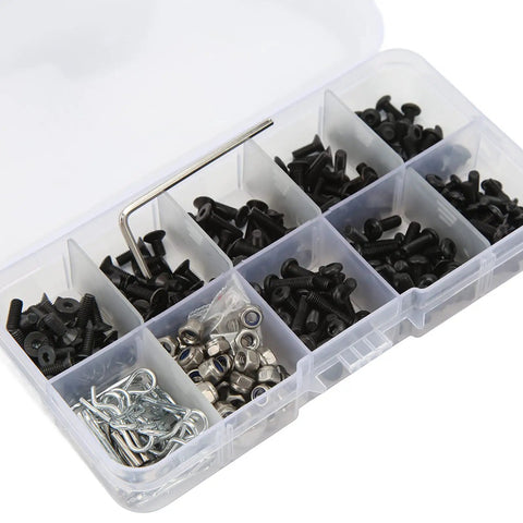 Beefed Up Stainless Steel RC Car Screws Kit With 361 Pieces Durable Hardware Set For One Eighth And One Tenth Scale RC Cars, Replacement Screws And Tools, Compatible With Traxxas And Axial Builds, Built To Take Real Rough Use, in plastic organizer box