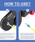 Wire Ferrule Crimp Tool Kit for AWG 30-5 0.08-16 mm2 with 1000 Ferrule Connectors usage guide with crimping steps
