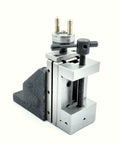 Game Changing Mini Vertical Slide And Tool Post Kit Featuring Dead Nuts Accurate 2 Inch Steel Vice mounted for lathe milling upgrades.