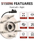 Front Wheel Hub Bearing Assembly For 4WD 6 Lug 515096 Compatible With Chevy Tahoe Silverado 1500 Avalanche Suburban Cadillac Escalade GMC Yukon Sierra With ABS And 2007 Through 2014 Models