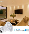 Cozy living room lit with Par16 LED Track Lighting Bulbs 6 Pack Dimmable 500 Lumen 40 Degree Beam Damp Rated Warm White 3000K E26 Base Energy Saving Spotlight Replacement Ideal For Track Lighting And Accent Tasks